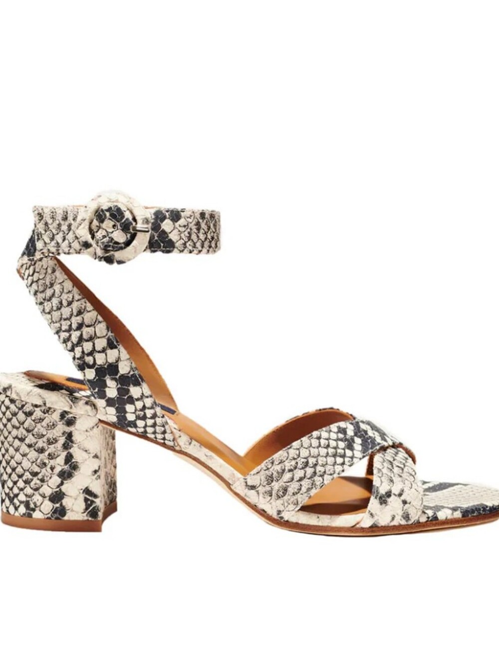 Margaux City Snakeskin Block Heel Sandals - Neutral... Size 40.5 W